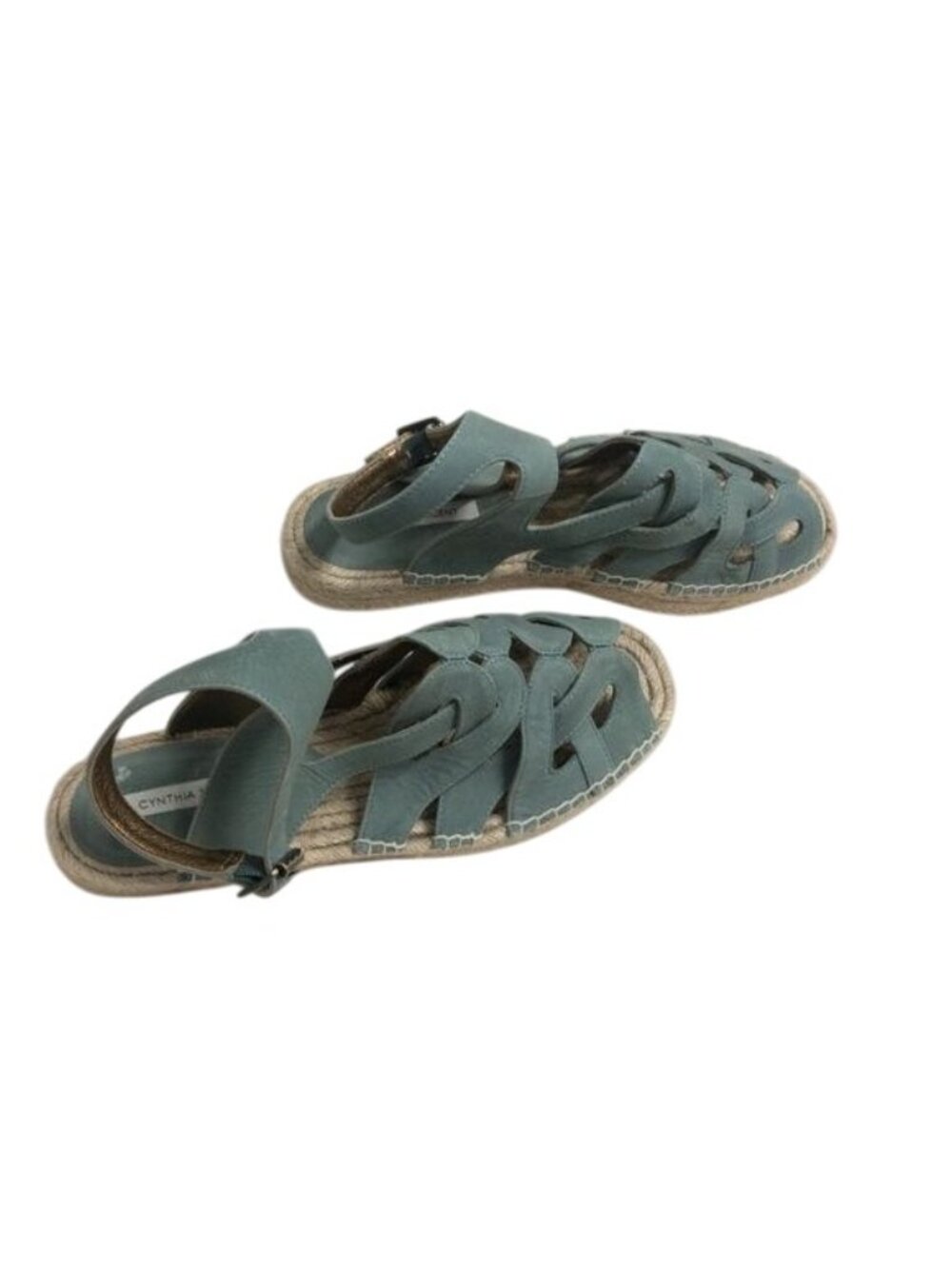 Cynthia Vincent Espadrille Platform Sandals Mint Green Suede - Picture 6 of 6